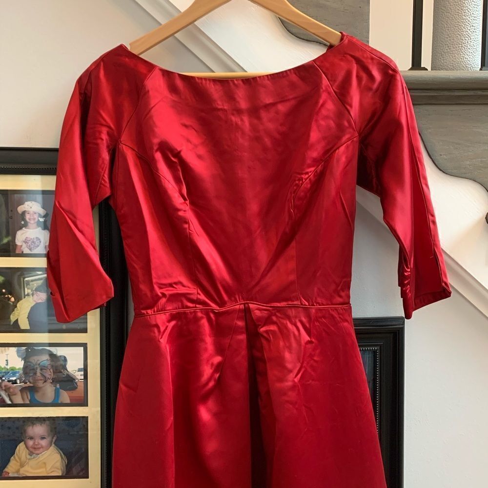Vintage Handmade Deep Red Satin Formal Mac Dress sz 4